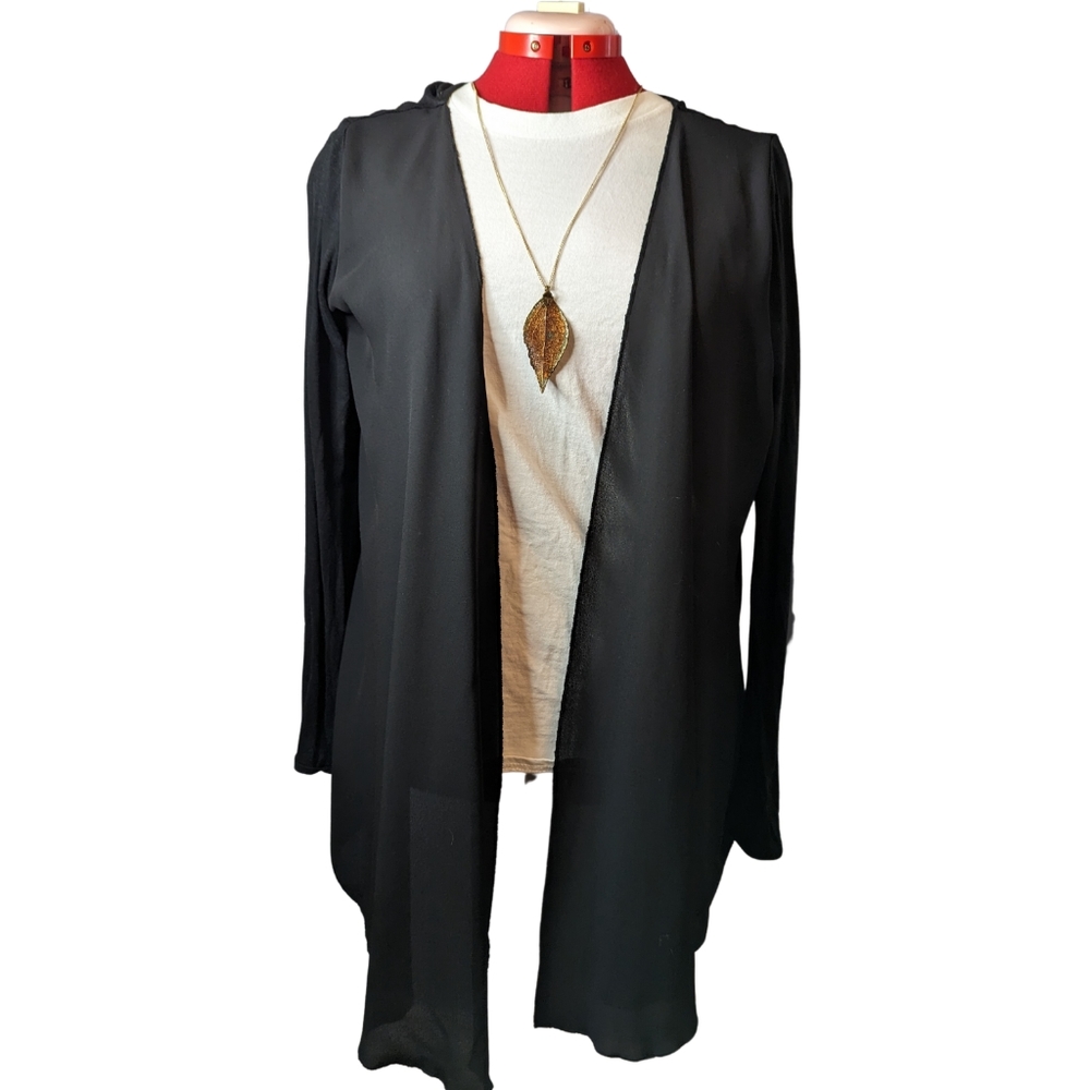 🔖 Ricki's Lg Black light jersey hi-low cardigan EUC